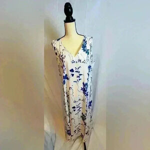 NWOT - Duefe Blue & White Flowered Sheath Dress (2X)